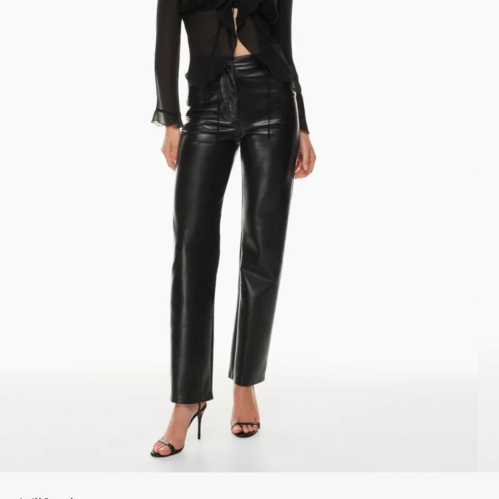 Wilfred Black Faux Leather Straight-Leg Pants. Never worn. Sz 6